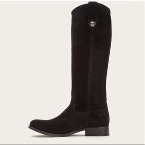 Frye Melissa Button Women's Black Suede Leather Riding Boot-Sz 9